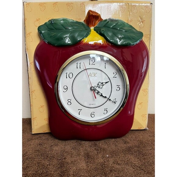 Vintage ACK  Apple Themed Hand Crafted In China  Quartz Clock (Battery) - Picture 1 of 6
